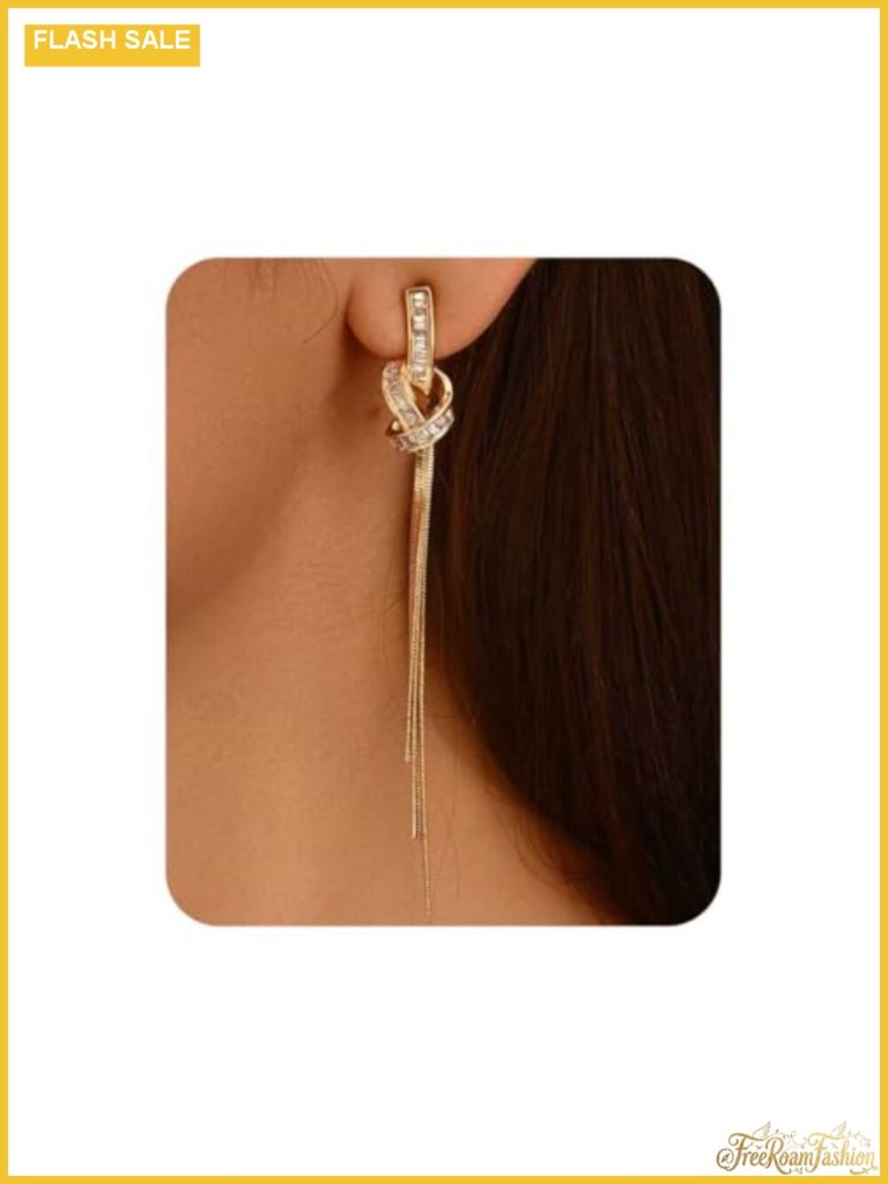 18K Gold Plated Rhinestone Tassel Dangle Drop Earrings for Women Hypoallergenic
